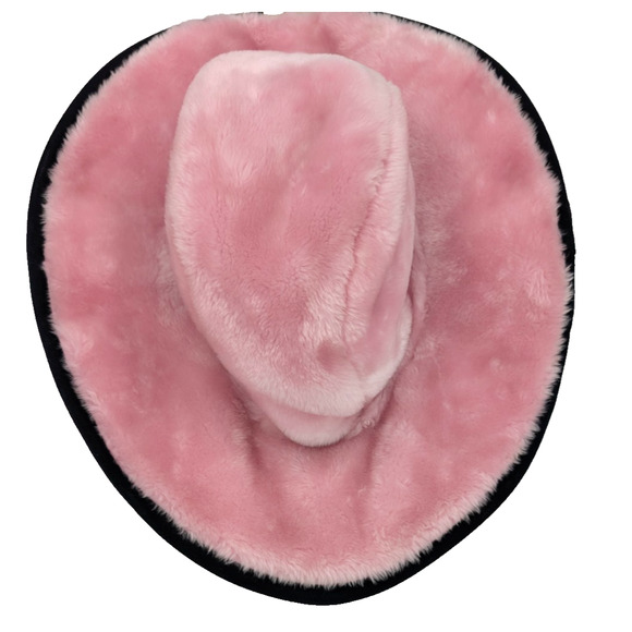 Vintage Goorin Bros Pink Fuzzy Faux Fur‎ Wide Brim Cowboy Western Hat Rare main image 11